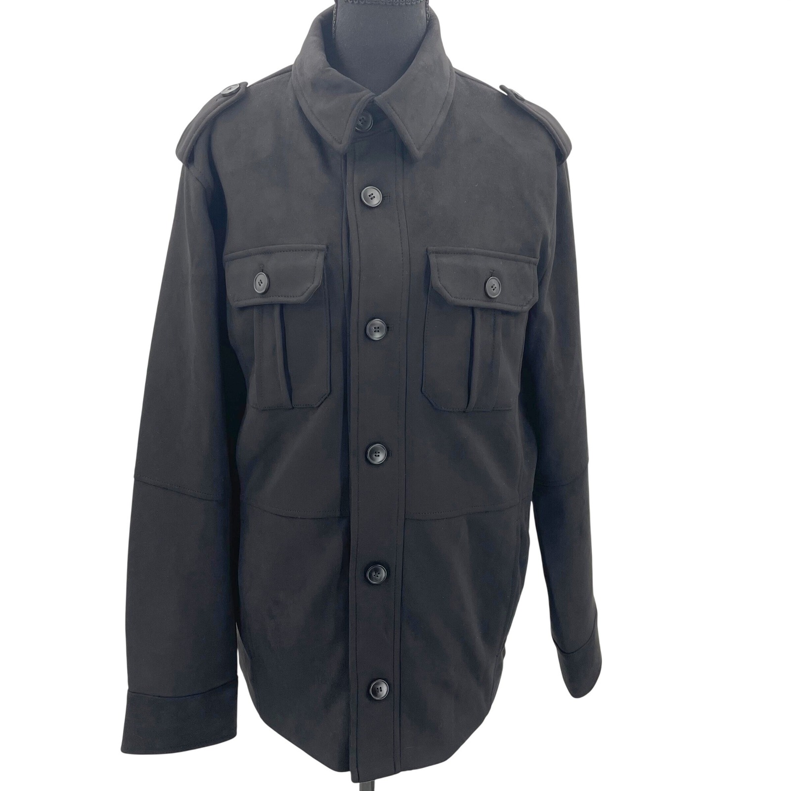 Robert Graham Black Vegan Suede Utility Jacket Rg-50 Nwt Mens S Paisley Lining